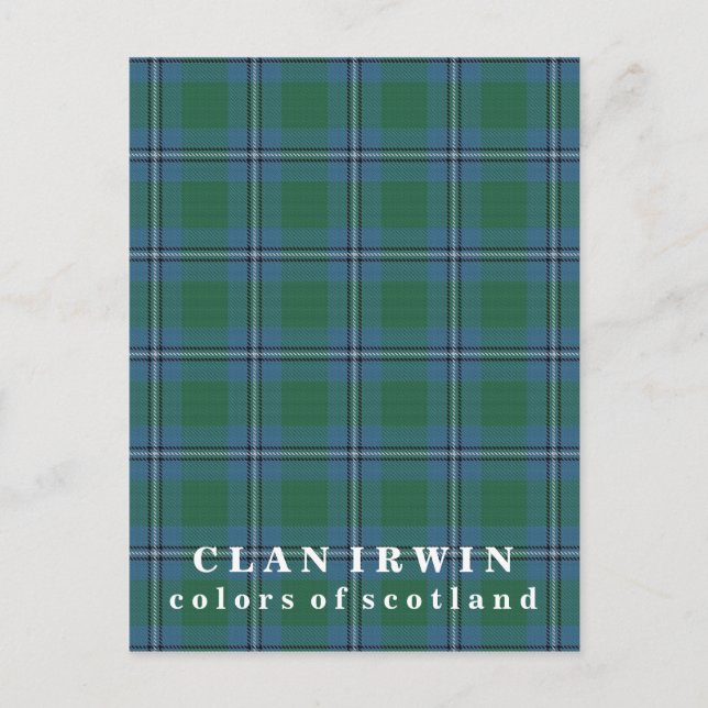 Postal Colores de Escocia Clan Irwin Tartán (Anverso)