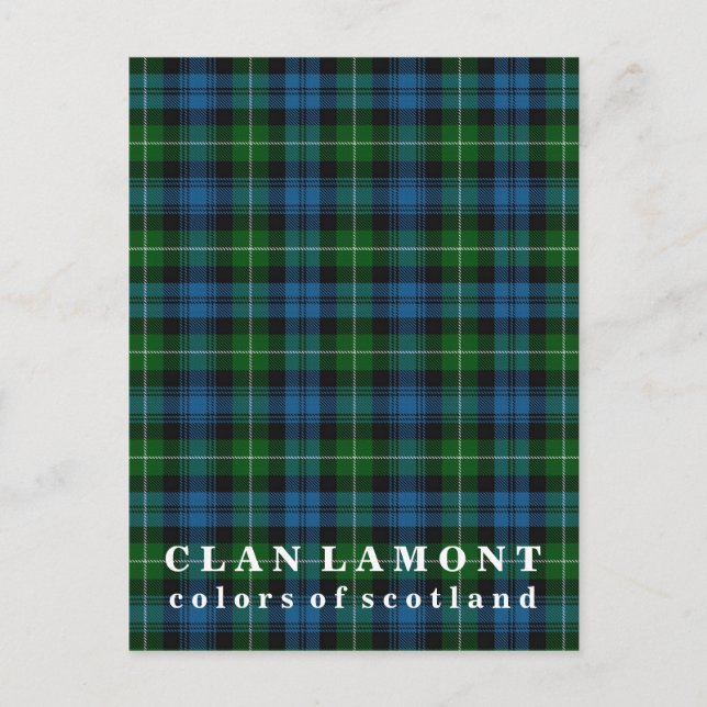 Postal Colores de Escocia Clan Lamont Tartán (Anverso)
