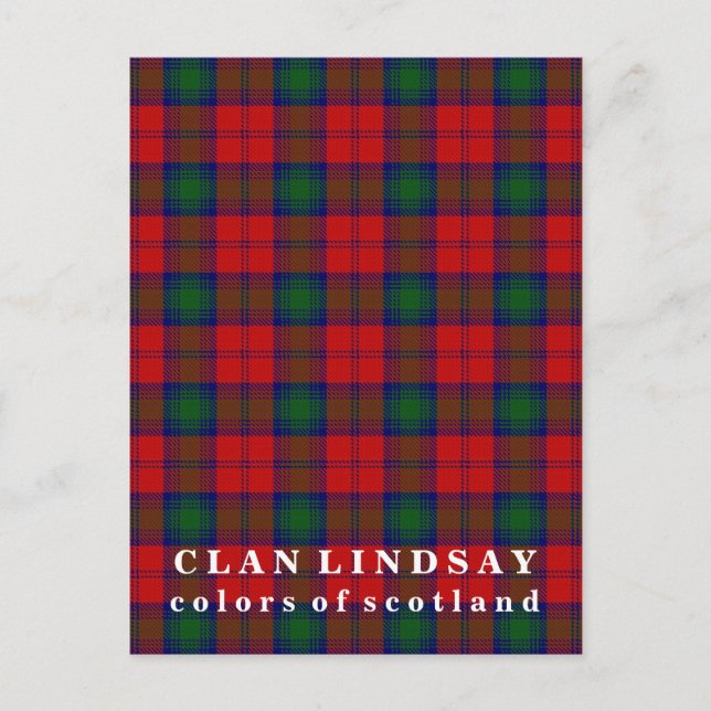 Postal Colores de Escocia Clan Lindsay Tartán (Anverso)