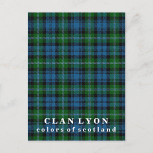 Postal Colores de Escocia Clan Lyon Tartán