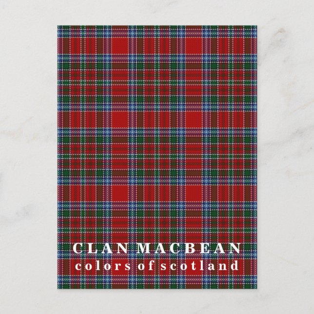 Postal Colores de Escocia Clan MacBean Tartán (Anverso)