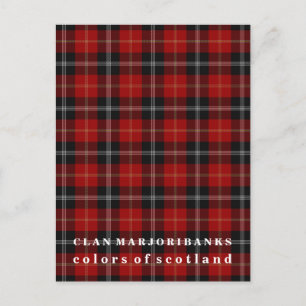 Postal Colores de Escocia Clan Marjoribanks Tartán
