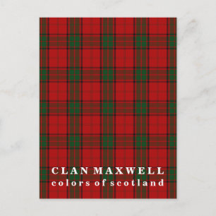 Postal Colores de Escocia Clan Maxwell Tartán