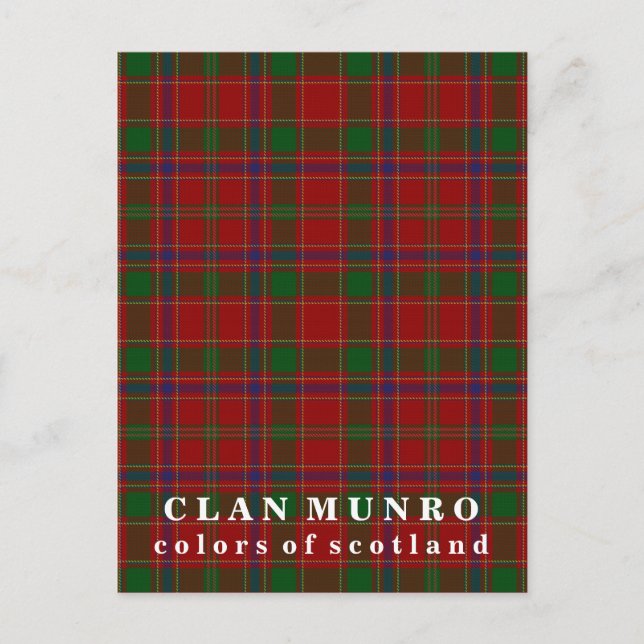 Postal Colores de Escocia Clan Munro Tartán (Anverso)