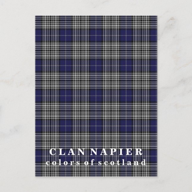 Postal Colores de Escocia Clan Napier Tartán (Anverso)