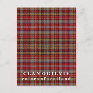 Postal Colores de Escocia Clan Ogilvie Tartán