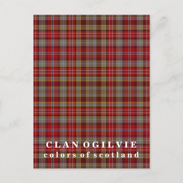 Postal Colores de Escocia Clan Ogilvie Tartán (Anverso)