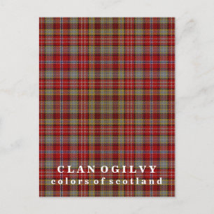 Postal Colores de Escocia Clan Ogilvy Tartán