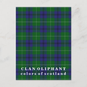 Postal Colores de Escocia Clan Oliphant Tartán