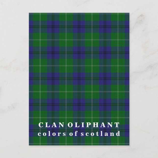 Postal Colores de Escocia Clan Oliphant Tartán (Anverso)