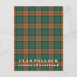 Postal Colores de Escocia Clan Pollock Tartán