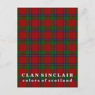 Postal Colores de Escocia Clan Sinclair Tartán