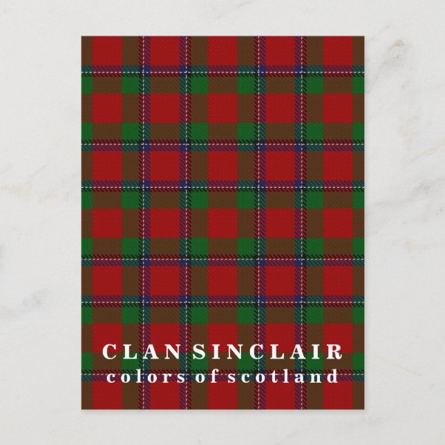 Postal Colores de Escocia Clan Sinclair Tartán (Anverso)