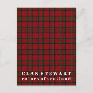 Postal Colores de Escocia Clan Stewart Tartán