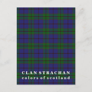 Postal Colores de Escocia Clan Strachan Tartán
