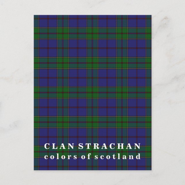 Postal Colores de Escocia Clan Strachan Tartán (Anverso)