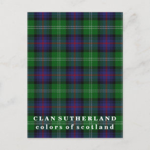 Postal Colores de Escocia Clan Sutherland Tartán