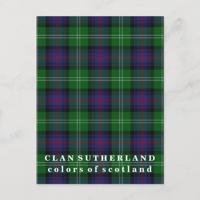 Postal Colores de Escocia Clan Sutherland Tartán (Anverso)