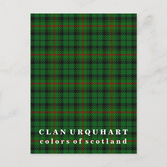 Postal Colores de Escocia Clan Urquhart Tartán (Anverso)
