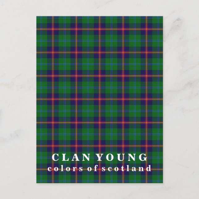 Postal Colores de Escocia Clan Young Tartán (Anverso)