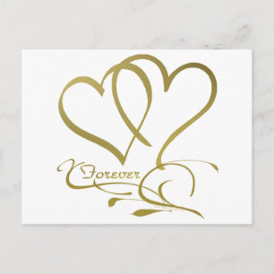 Postal Colores de fondo editables Forever Hearts Gold