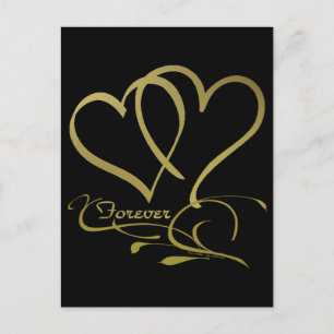 Postal Colores de fondo editables Forever Hearts Gold