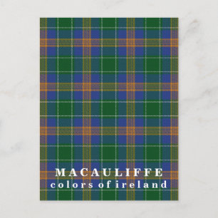 Postal Colores de Irlanda Clan MacAuliffe Tartán