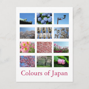 Postal Colores de Japón (azul/blanco/rosa)