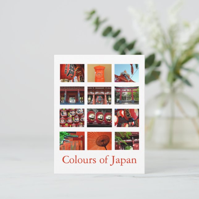 Postal Colores de Japón (rojo/vermellón) (Anverso de pie)