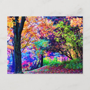 Postal Colores de otoño fantásticos Hojas de árboles escé