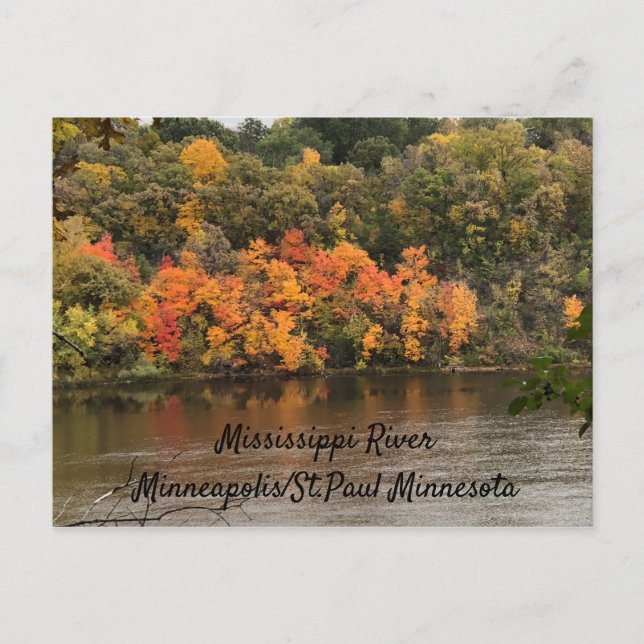 Postal Colores de otoño río Misisipi Minneapolis (Anverso)