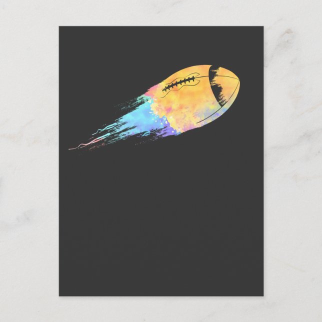 Postal Colores de salpicadura de balón de fútbol american (Anverso)