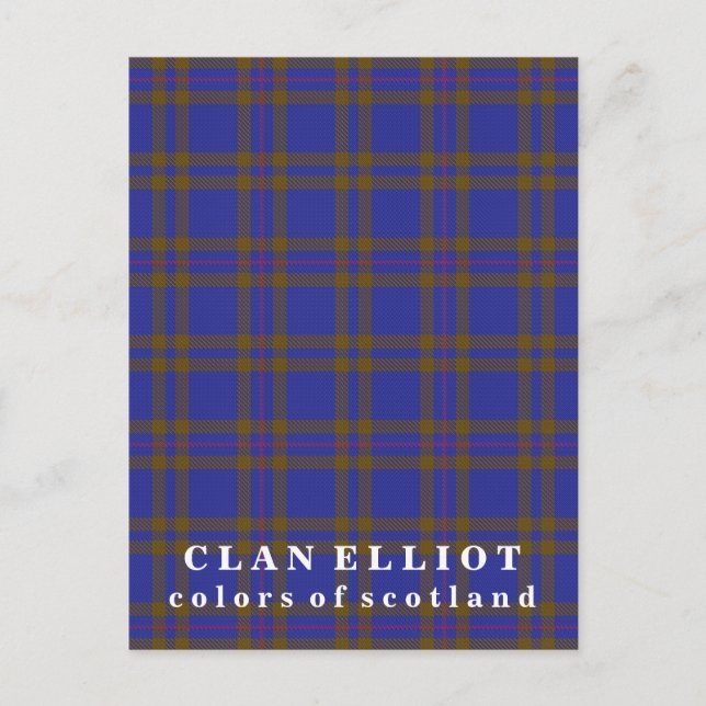 Postal Colores del Clan de Escocia Elliot Tartán (Anverso)