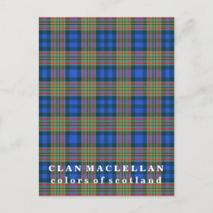 Postal Colores del Clan de Escocia MacLellan Tartán