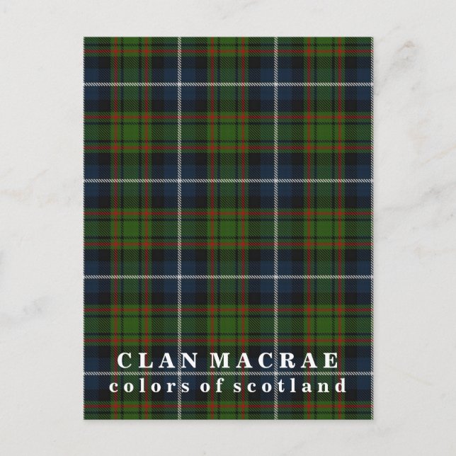 Postal Colores del Clan de Escocia MacRae Tartán (Anverso)