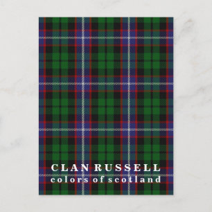 Postal Colores del Clan de Escocia Russell Tartán