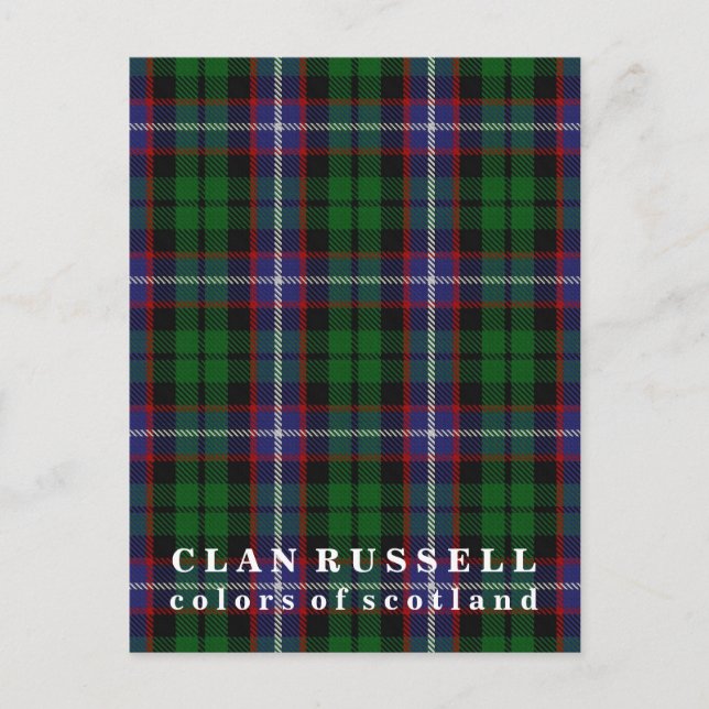 Postal Colores del Clan de Escocia Russell Tartán (Anverso)