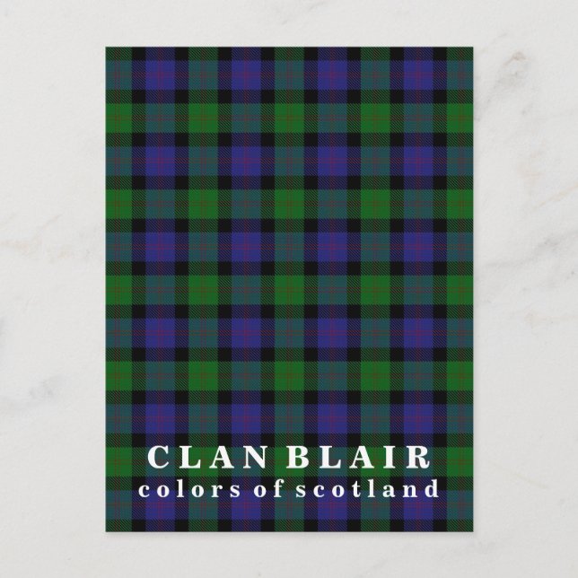 Postal Colores del clan escocés Blair Tartán (Anverso)
