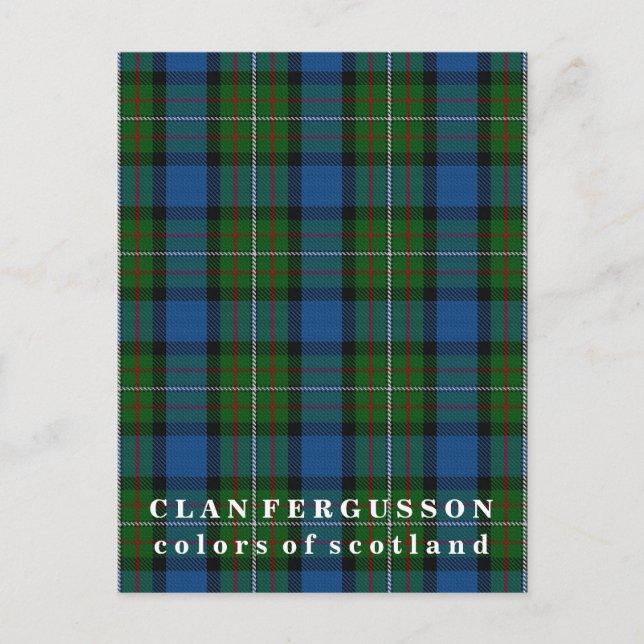 Postal Colores del clan escocés Fergusson Tartán (Anverso)