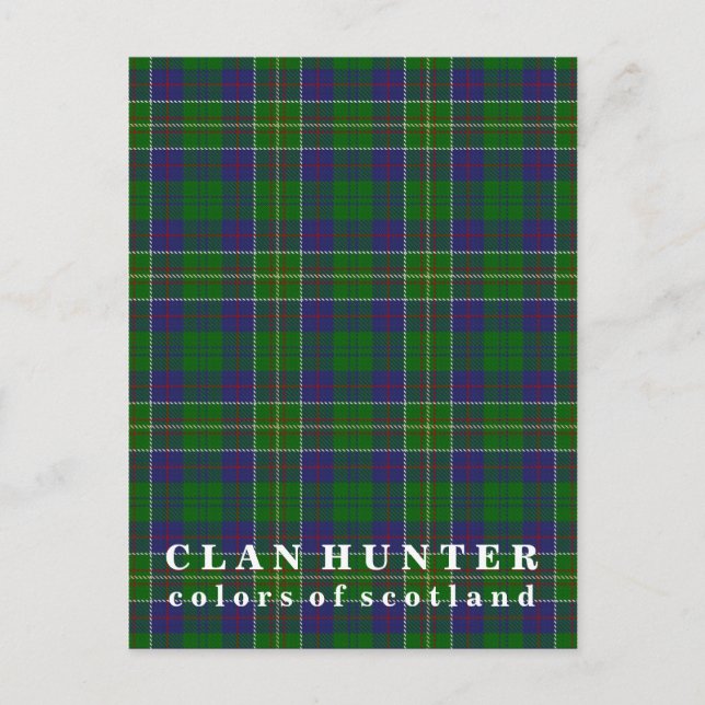 Postal Colores del clan escocés Hunter Tartán (Anverso)