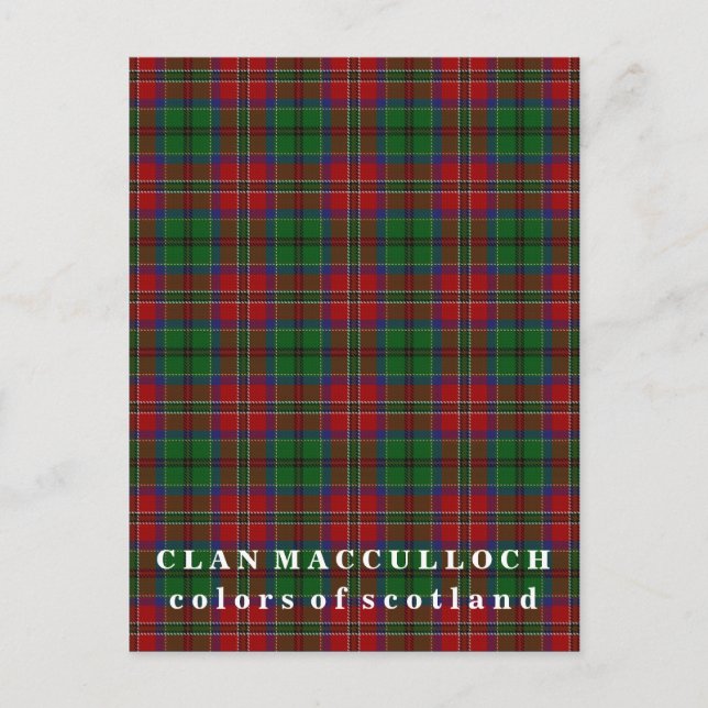 Postal Colores del clan escocés MacCulloch Tartán (Anverso)