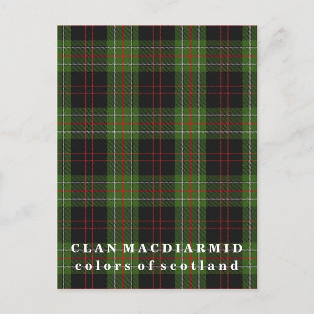 Postal Colores del clan escocés MacDiarmid Tartán (Anverso)