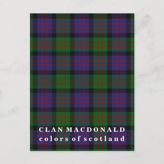 Postal Colores del clan escocés MacDonald Tartán (Anverso)