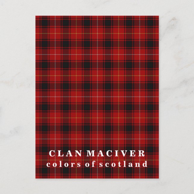 Postal Colores del clan escocés MacIver Tartán (Anverso)
