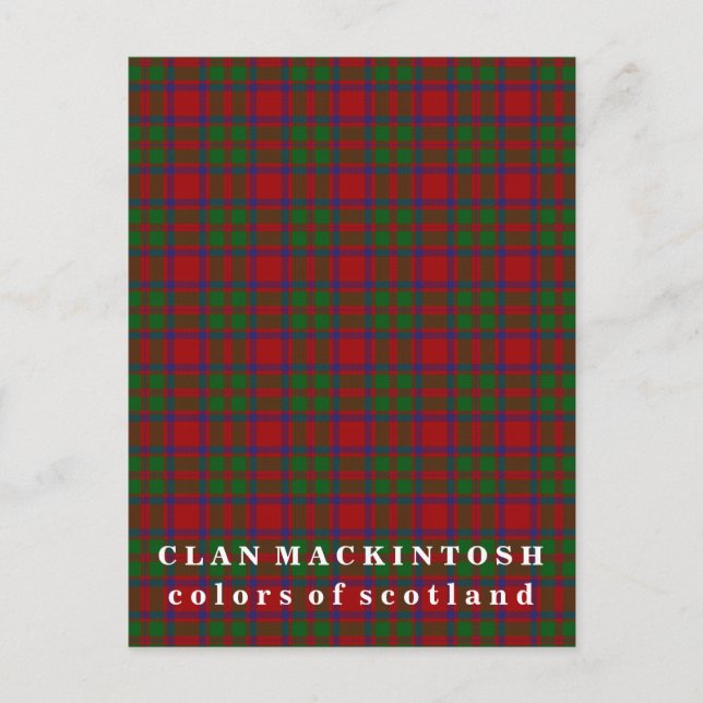 Postal Colores del clan escocés MacKintosh Tartán (Anverso)