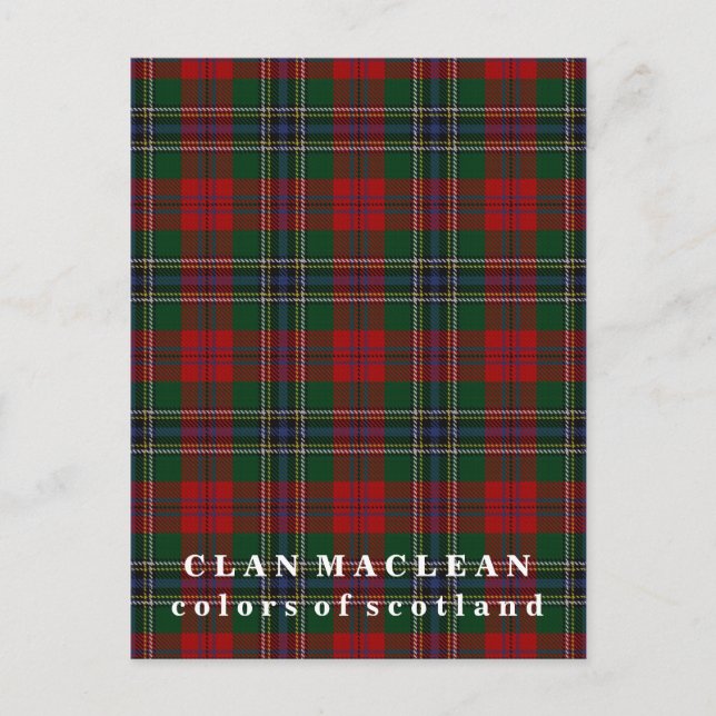 Postal Colores del clan escocés MacLean Tartán (Anverso)