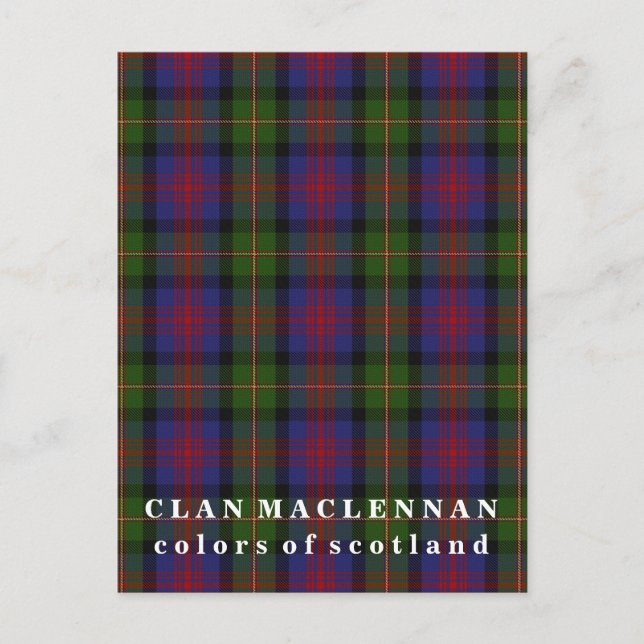 Postal Colores del clan escocés MacLennan Tartán (Anverso)