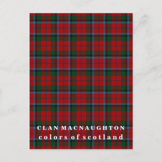 Postal Colores del Clan Escocés MacNaughton Tartán (Anverso)