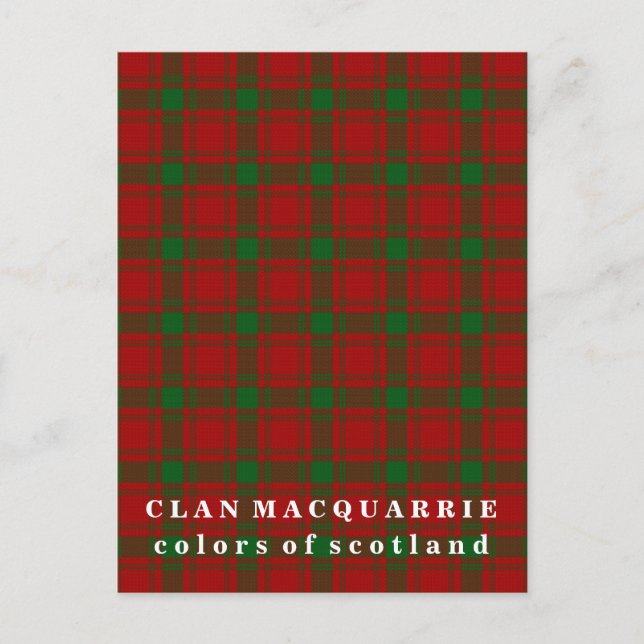 Postal Colores del clan escocés MacQuarrie Tartán (Anverso)