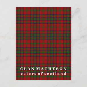 Postal Colores del clan escocés Matheson Tartán